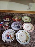 All eight plates laid out on countertop