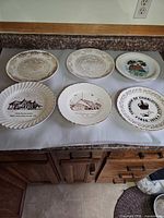 Six plates laid out in two rows of three