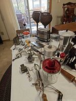 Overview of all vintage kitchen gadgets on table