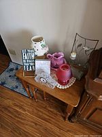 Overall view of all decorative items on table