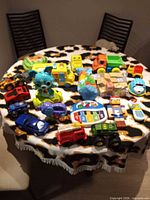 overview of entire lot on round table