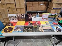 All 17 LPs laid out on table