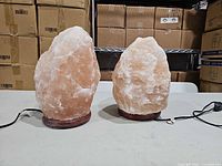 Front view of both salt lamps on table