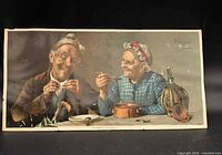 Full view of lithograph showing both figures, caption and overall condition