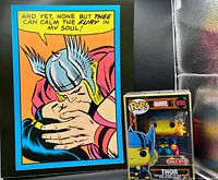 Thor blacklight art print and Funko Pop #650 front view