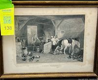 Full view of framed engraving with title visible