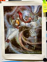 Full view of the signed print mounted on board