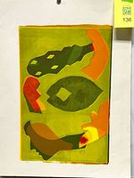 Front view of abstract screenprint showing color palette and composition