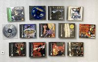 All 13 PlayStation games laid out front showing cover art and disc-only titles