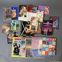 Group shot of all 23 books and magazines laid out