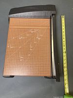 Top view showing full cutting surface and ruler for scale