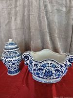 Ginger jar and planter side by side