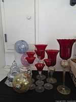 Group shot of all glass items on tabletop