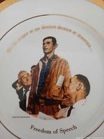 Front of plate showing Rockwell artwork, gold rim, title text