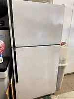 Front view of white two-door refrigerator