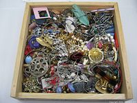 overview of box filled with jewelry