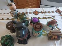 Group view of all eight ceramic items on table