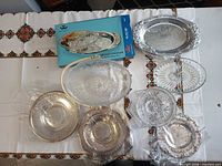 Group shot showing all trays, bowls, plate and boxed tray