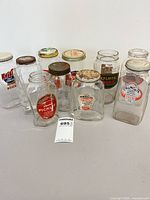 Group shot showing all ten jars with lids