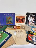 Overview showing multiple calendars, scrapbook, invoices and magazines