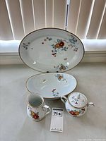 Group shot of all Noritake Ming 2931 serving pieces