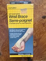 Front of Futuro wrist brace box showing product and branding