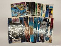 All 17 bagged Batman comics spread out for overview