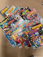 Top view of entire comic run spread out