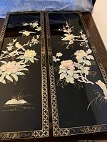 Both wall panels side by side showing full inlaid designs and overall condition