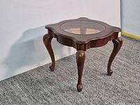 Full view of walnut side table