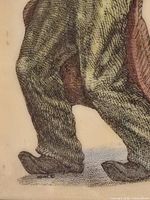 Close-up of lower legs and shoes on resin relief