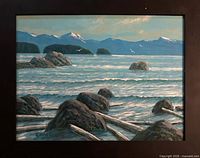 Full view of framed seascape painting