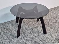 Full view of round tempered glass coffee table