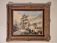 Full view of framed oil painting