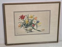 Full view of framed watercolor painting