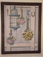 Full view of framed painting showing entire composition and frame