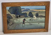 Full view of framed woodblock print