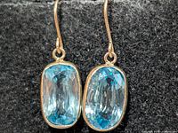 Front view showing both earrings, stones and hooks