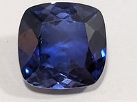 Top view of cushion-cut blue created sapphire