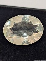 Front view of oval green amethyst gemstone