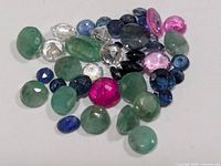 All loose gemstones spread out
