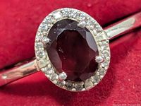 Front view showing garnet and CZ halo