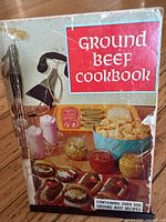 Front cover of Ground Beef Cookbook showing title and food imagery