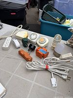 Group shot of all electrical items spread on table