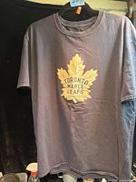 Front view of navy Adidas Toronto Maple Leafs T-shirt showing team crest