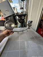 Front view showing both lights, wiring and mount