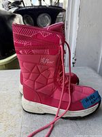 Side profile of both boots showing quilted uppers and Ice Fields logo
