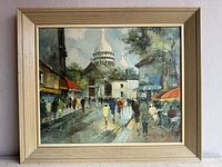 Front view of framed Montmartre print showing artwork, frame and colours