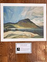 Front view of lithograph with information card beneath