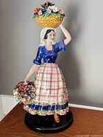 Full view of porcelain woman statue on base